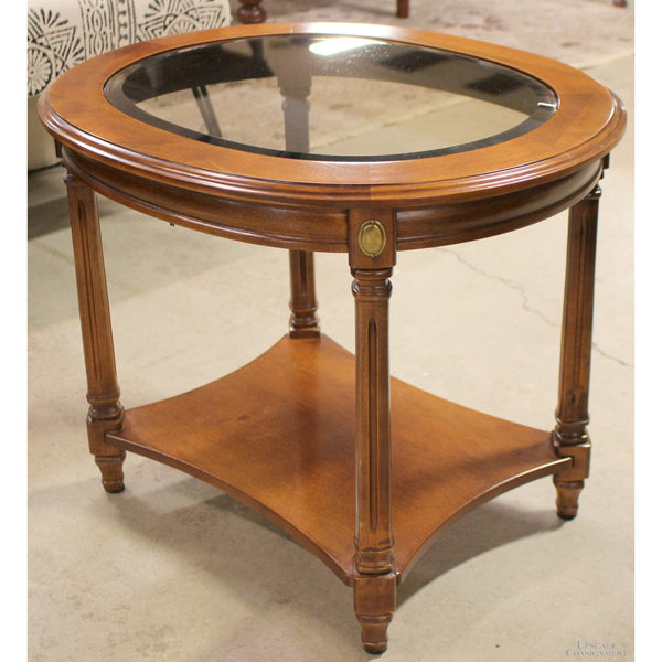 Oval Glass Insert End Table