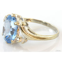 10K Gold Lab-Created Blue Spinel & Colorless Topaz Ring