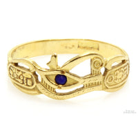 Handcrafted 14K Gold Ring Egyptian Eye of Horus Lapis Ring