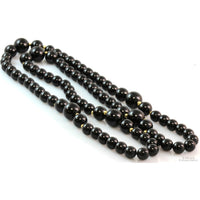 Black Onyx Chalcedony Slip-On Necklace w/14K Gold Beads