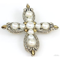 Barbara Bixby Sterling Silver & 18K Gold Pearl Cross Pendant Enhancer