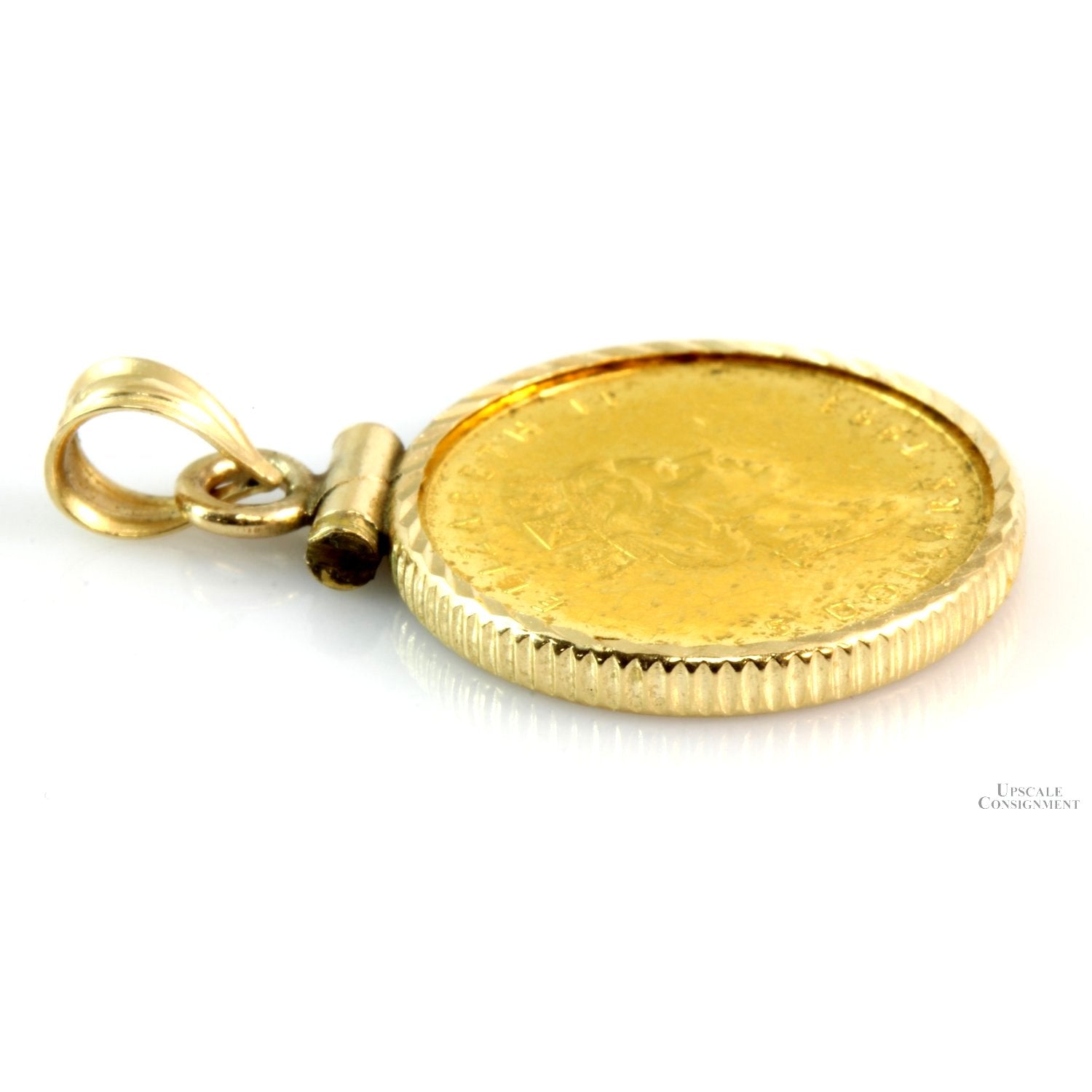 1 10oz Liberty 5 Canadian .9999 Gold Coin 14K Gold Bezel Pendant