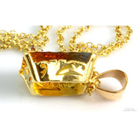 14.2ct Fancy Cut Bi-Color Tourmaline 18K Gold Pendant & Gold Vermeil Chain