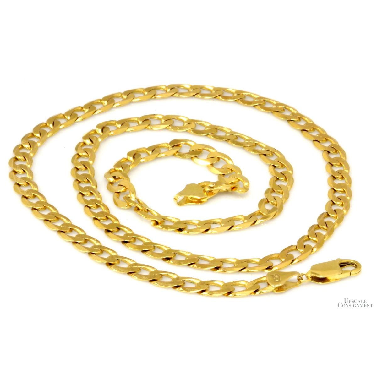 6mm(w) x 22"(l) 14K Yellow Gold Flat Curb Chain Necklace