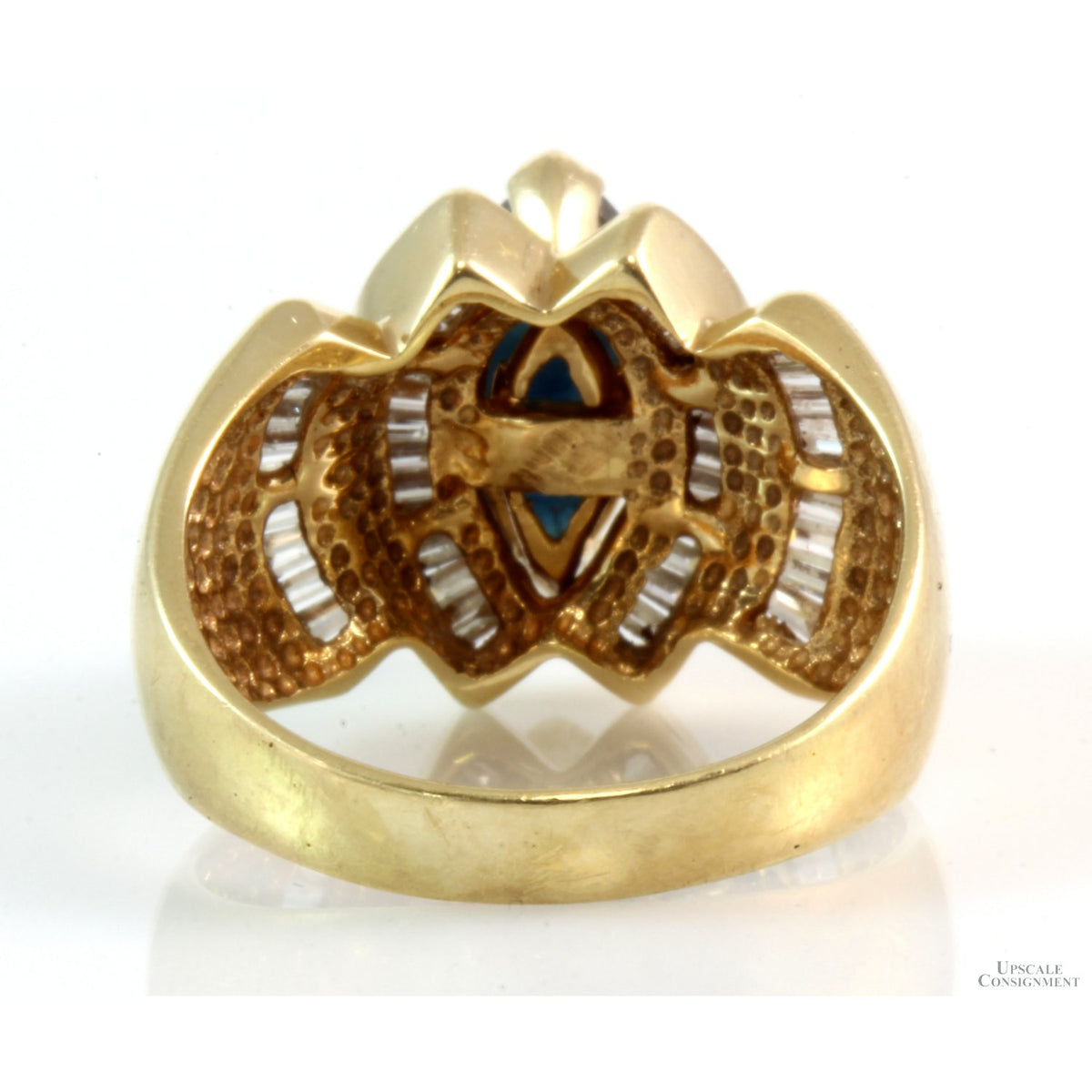 2.13ct Blue Sapphire 1.01ctw Diamond 14K Yellow Gold Two-Tier Ring