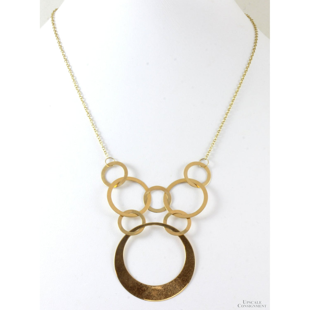 HANA Interlocking Circles 14K Yellow Gold Bib Style Statement Necklace