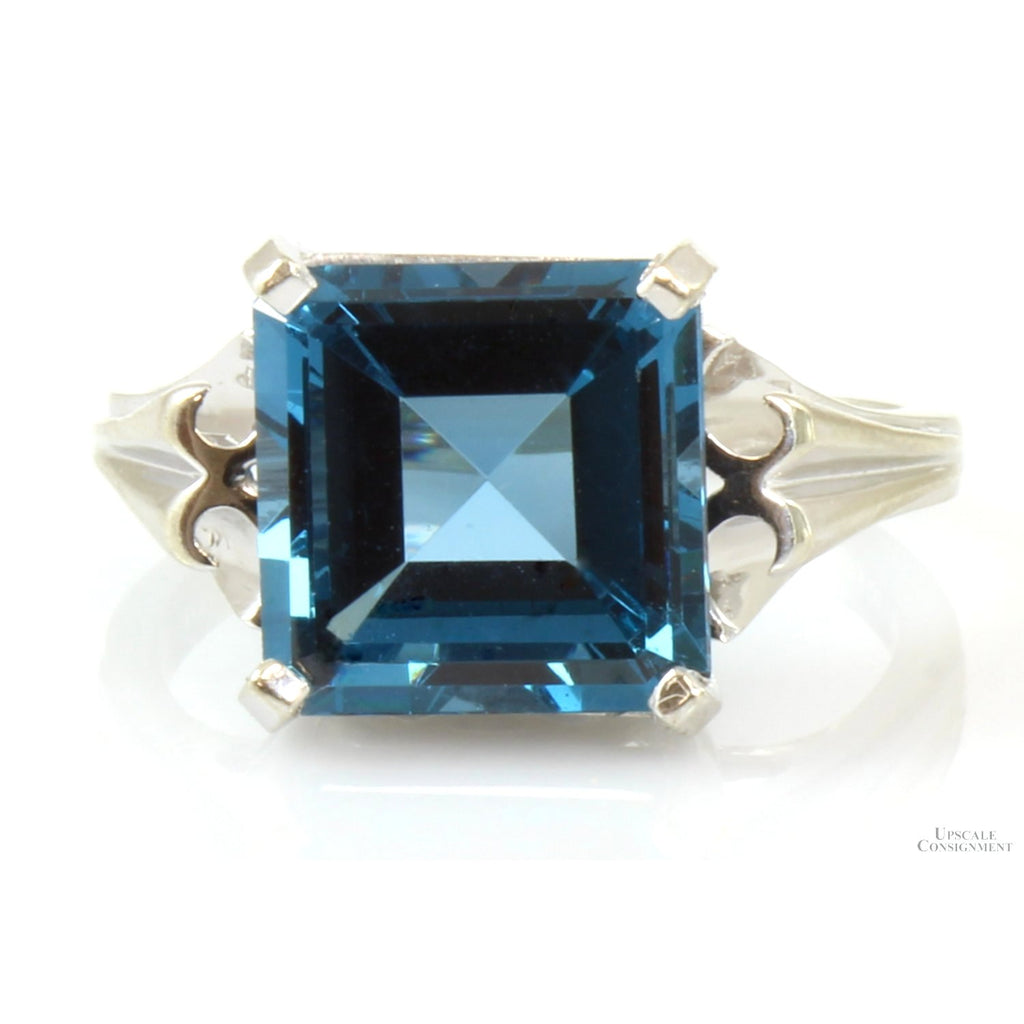 Lab-Created Emerald Cut Blue Spinel 10K White Gold Ring – Upscale ...