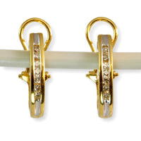 .25ctw Diamond 14K Yellow Gold J-Hoop Earrings - Omega Backs
