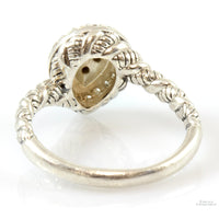 Sterling Silver & 14K Yellow Gold Pear Shape CZ Halo Ring