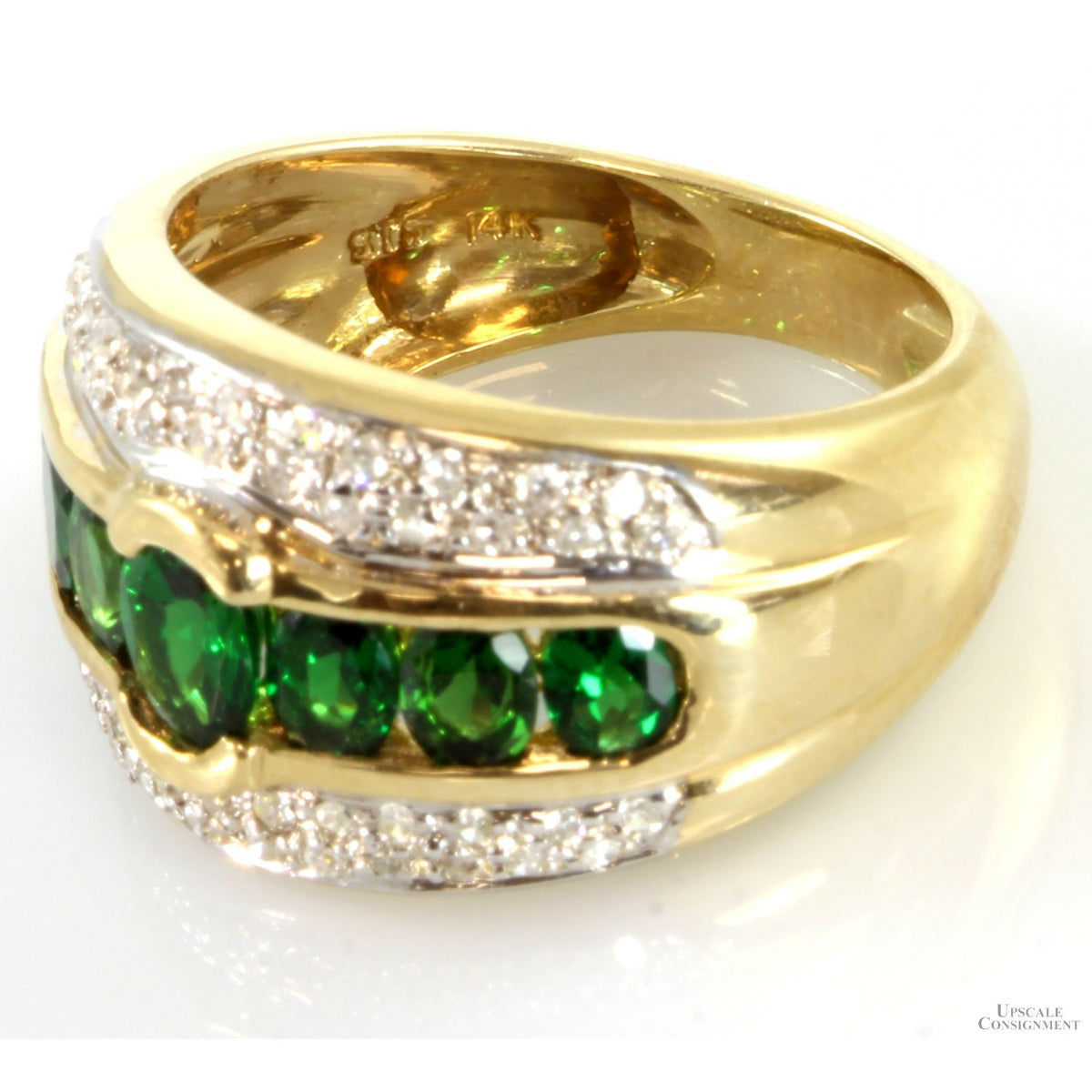 1.39ctw Chrome Diopside & .18ctw Pave Diamond 14K Gold Ring