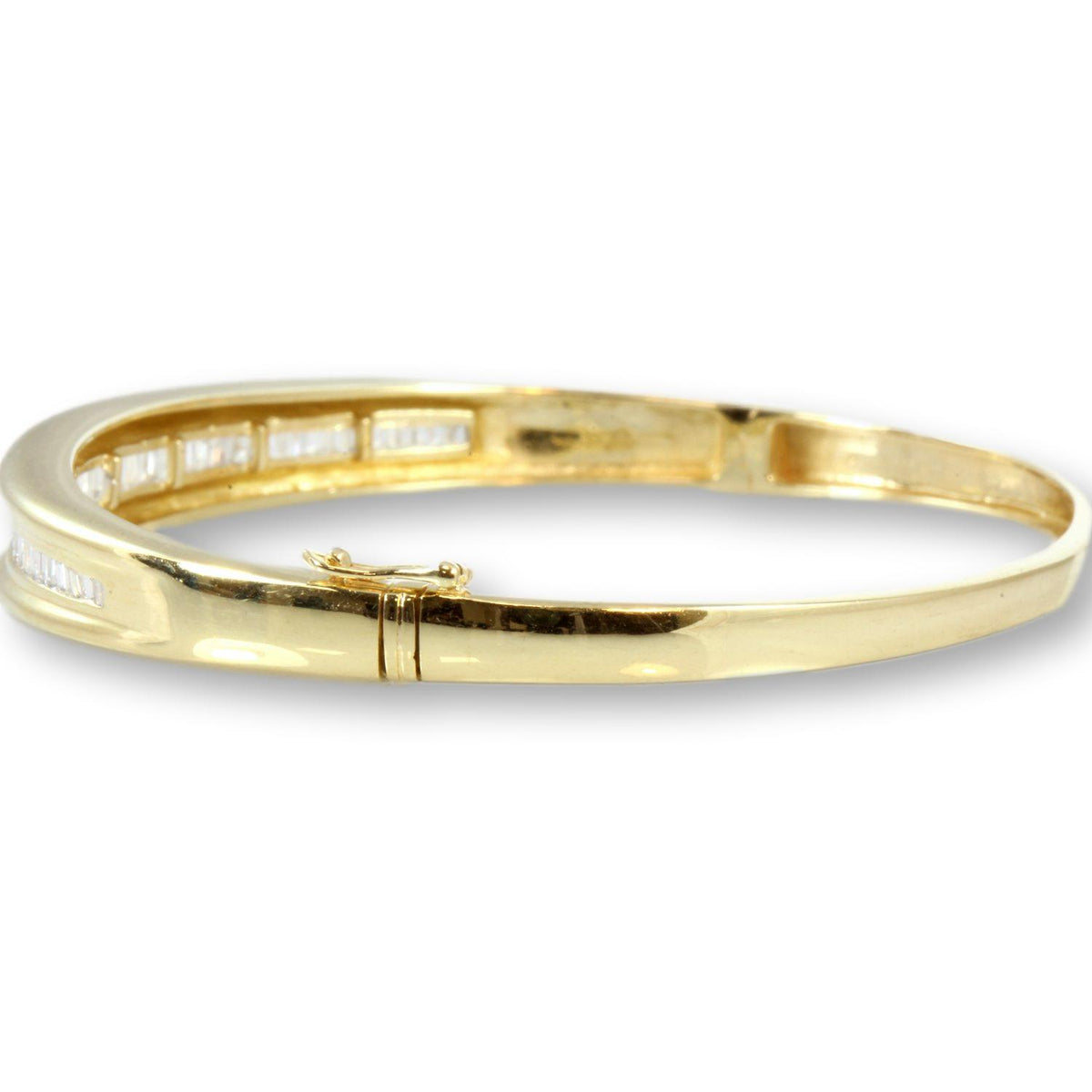 1.00ctw Diamond 14K Gold  Hinged Bangle Bracelet