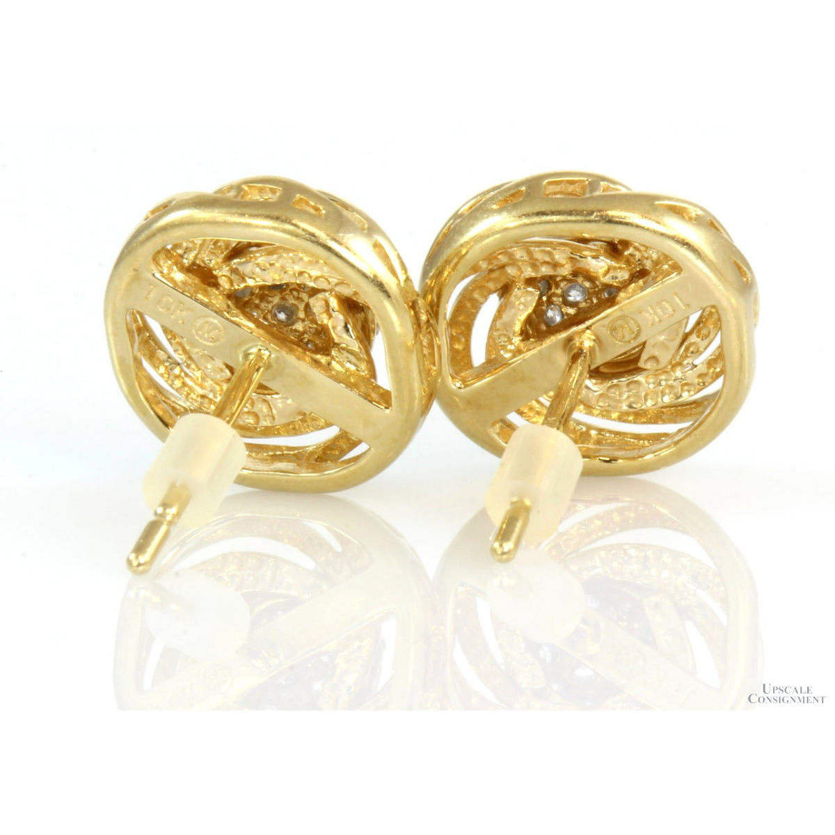 .21ctw Diamond Cluster 10K Yellow Gold Earrings