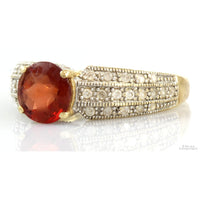 1.23ct Red Fire Opal & .38ctw Pave Diamond 14K Yellow Gold Ring