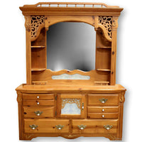 Pine Dresser w/Mirrored Hutch