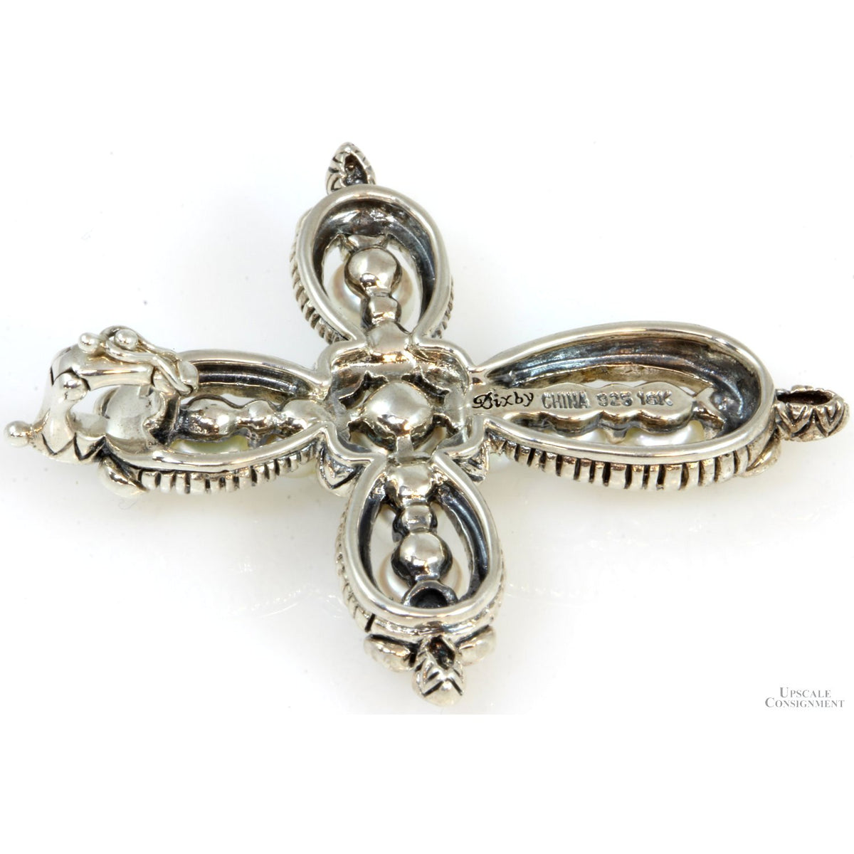 Barbara Bixby Sterling Silver & 18K Gold Pearl Cross Pendant Enhancer