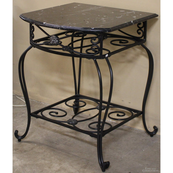 Black Marble Top End Table