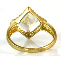 10mmx10mm Square Shaped CZ w/Halo 14K Yellow Gold Ring
