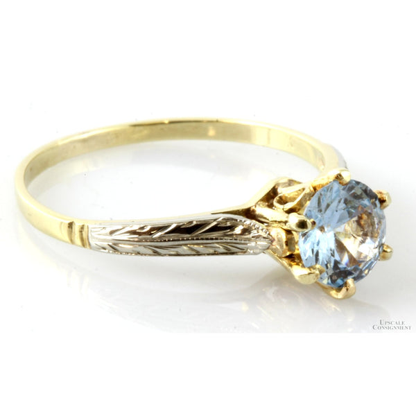 14K Yellow 18K White Gold 1.0ct Blue Spinel Ring