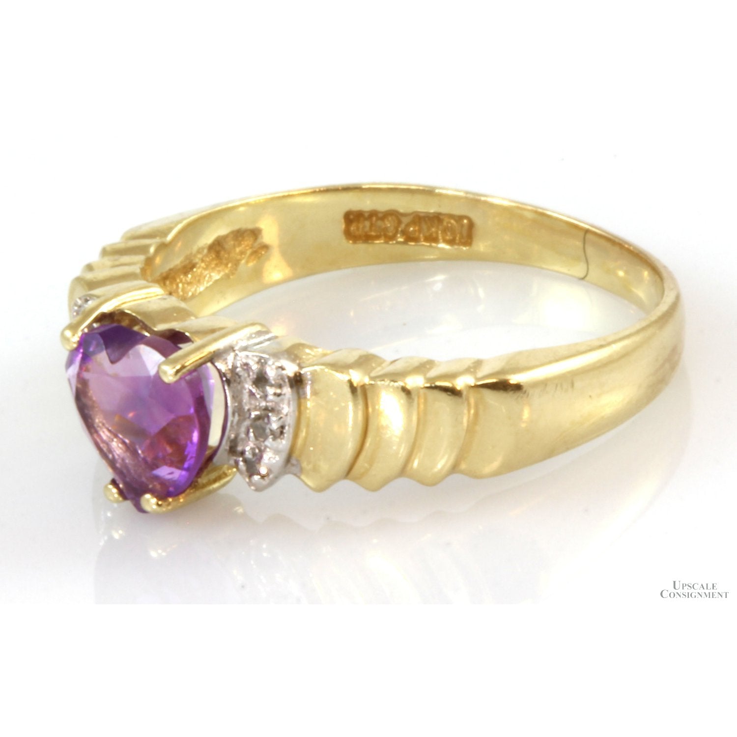 10k Yellow Gold Ring store with Heart Shaped Ametyst