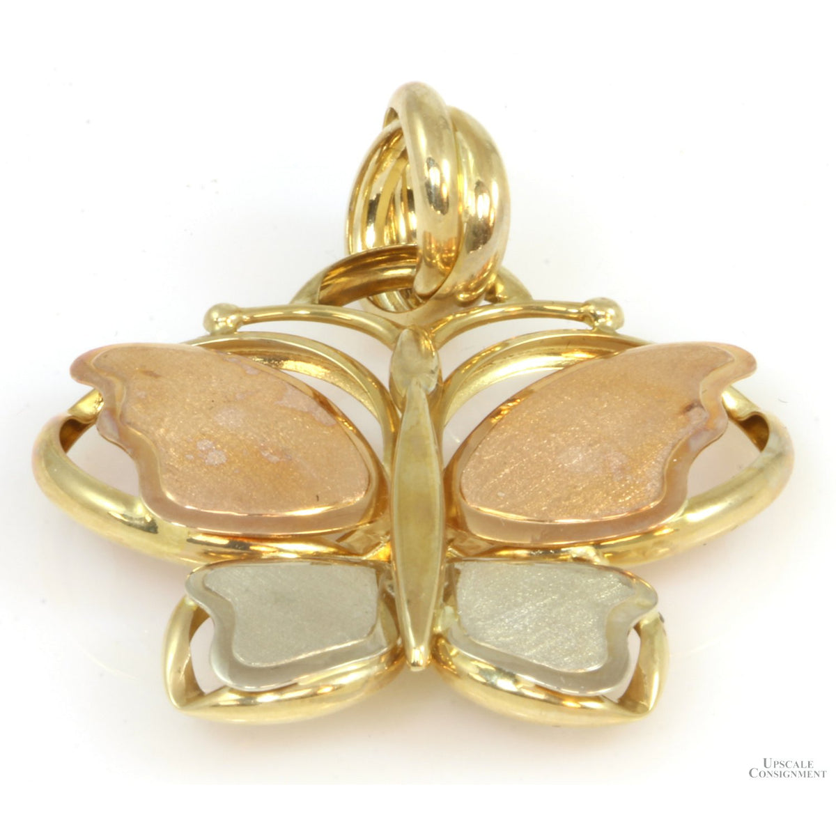 14K Yellow, White, Rose Gold Butterfly Pendant