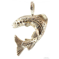 Vintage Mexico Sterling Silver Leaping Fish Trout Pendant