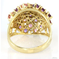 Amethyst, Pink Tourmaline 10K Gold Dome Cluster Ring