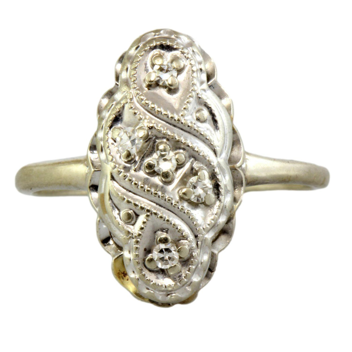 14K White Gold .08ctw Diamond Art Deco Style Ring