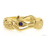 Handcrafted 14K Gold Ring Egyptian Eye of Horus Lapis Ring