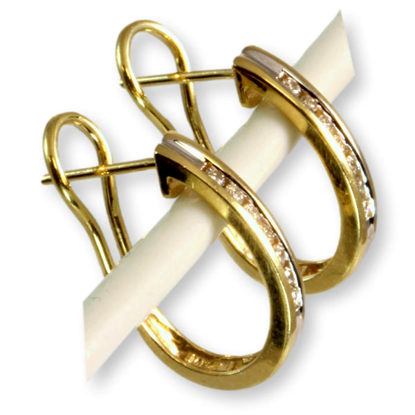 .25ctw Diamond 14K Yellow Gold J-Hoop Earrings