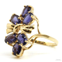 2ctw Amethyst Cluster 10K Yellow Gold Bow  Ring