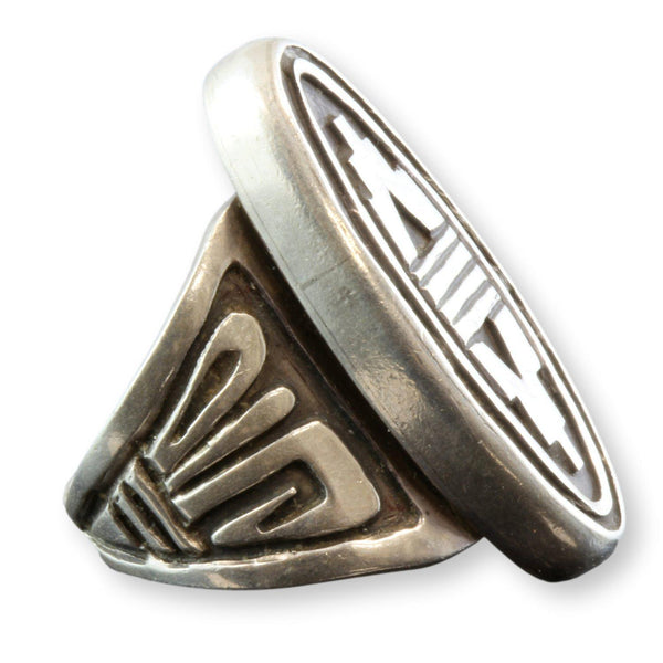 Vintage Hopi Silversmith Ring  - Sterling Silver Overlay Design