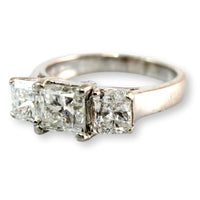 2.77ctw Three-Stone Princess Cut Diamond Platinum Ring