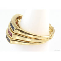 .96ctw Sapphire & Ruby Set/3 10K Gold Stacking Rings