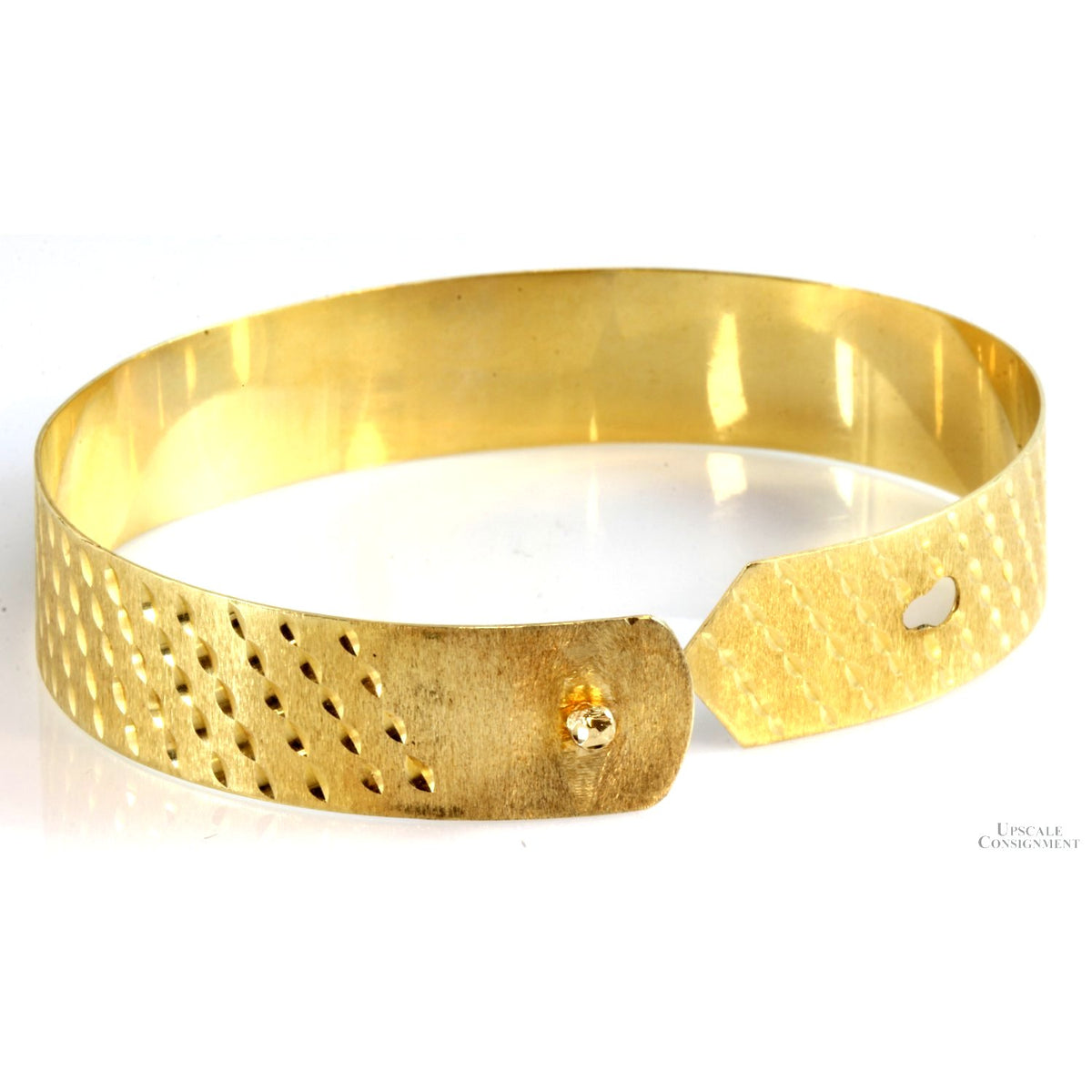 14K Yellow Gold 13.5mm(w) Bangle Bracelet - Buckle Latch