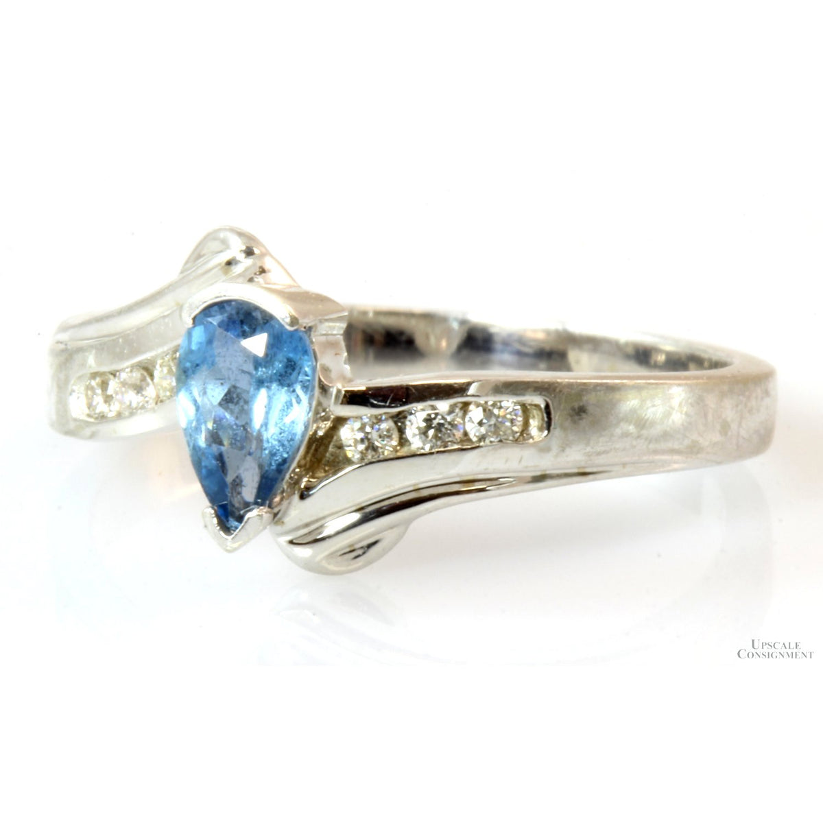 .32ct Aquamarine & .09ctw Diamond 14K White Gold Ring