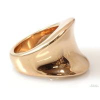 14K Yellow Gold Over Resin Concave Shape Statement Ring