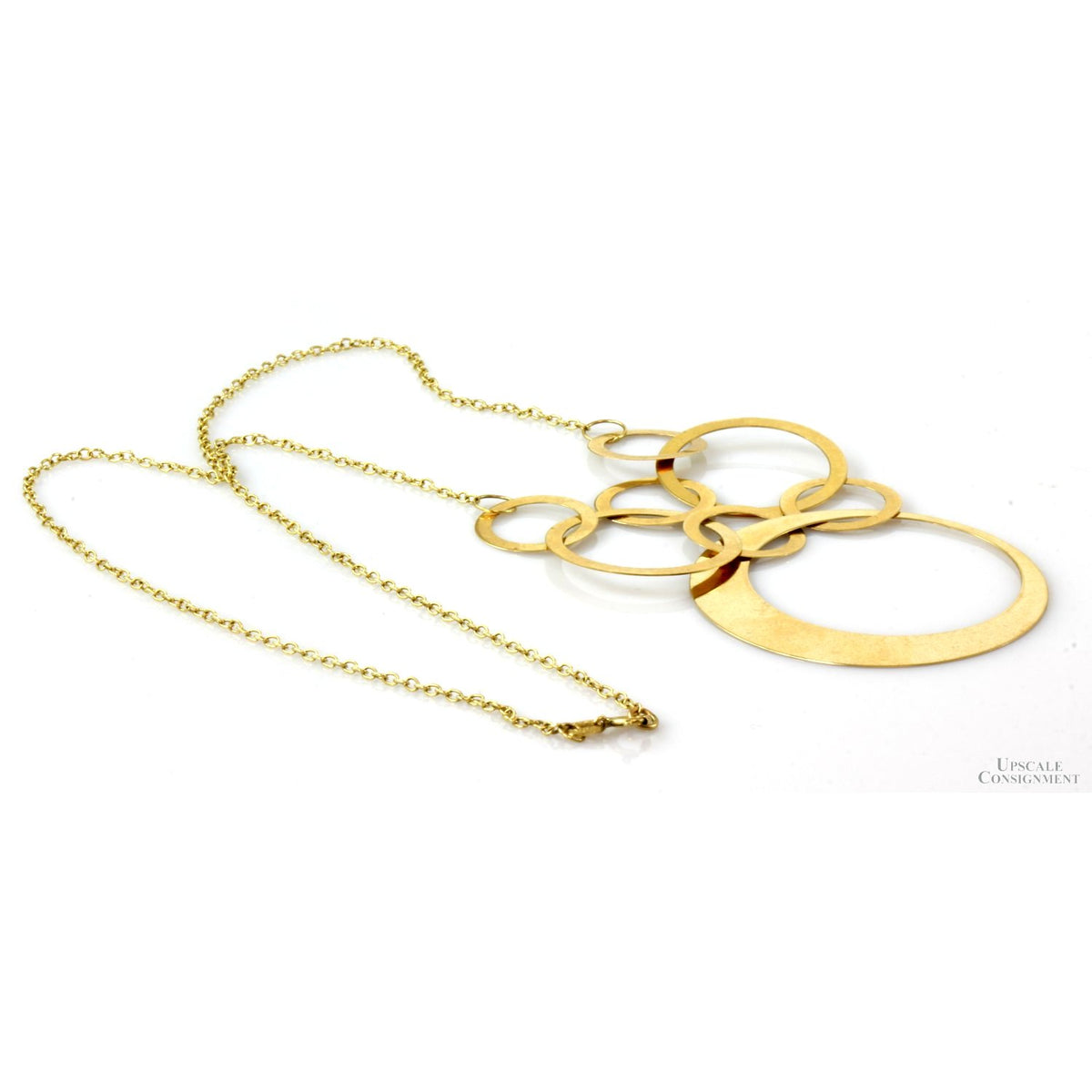 HANA Interlocking Circles 14K Yellow Gold Bib Style Statement Necklace