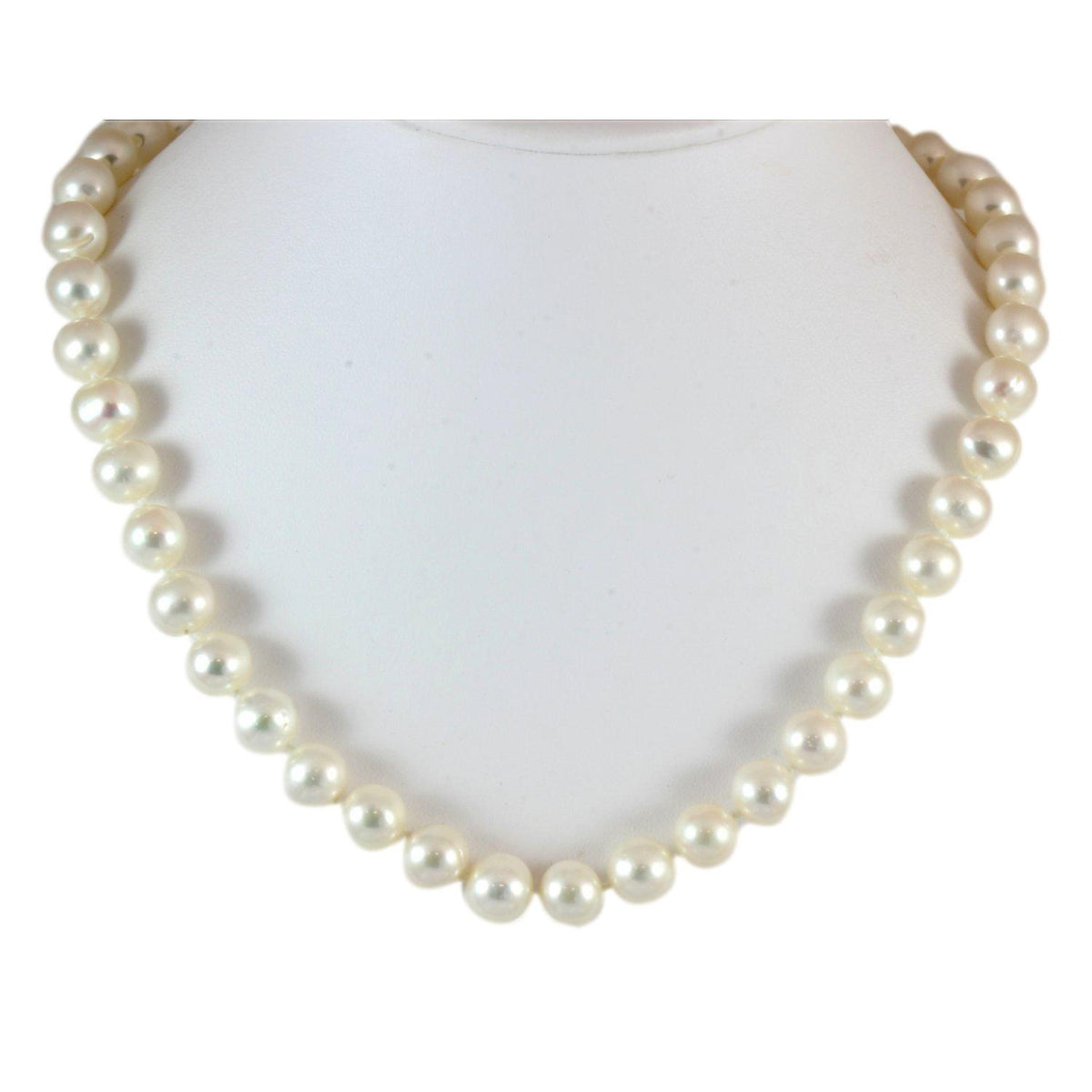 Handknotted 9mm Cultured Freshwater White Pearl Strand