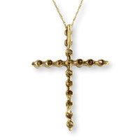 1.00ctw Champagne Diamond 10K Gold Cross & 18" Chain Necklace
