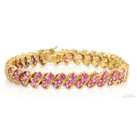18K Gold Vermeil 13.44ctw Pink Sapphire Link Tennis Bracelet