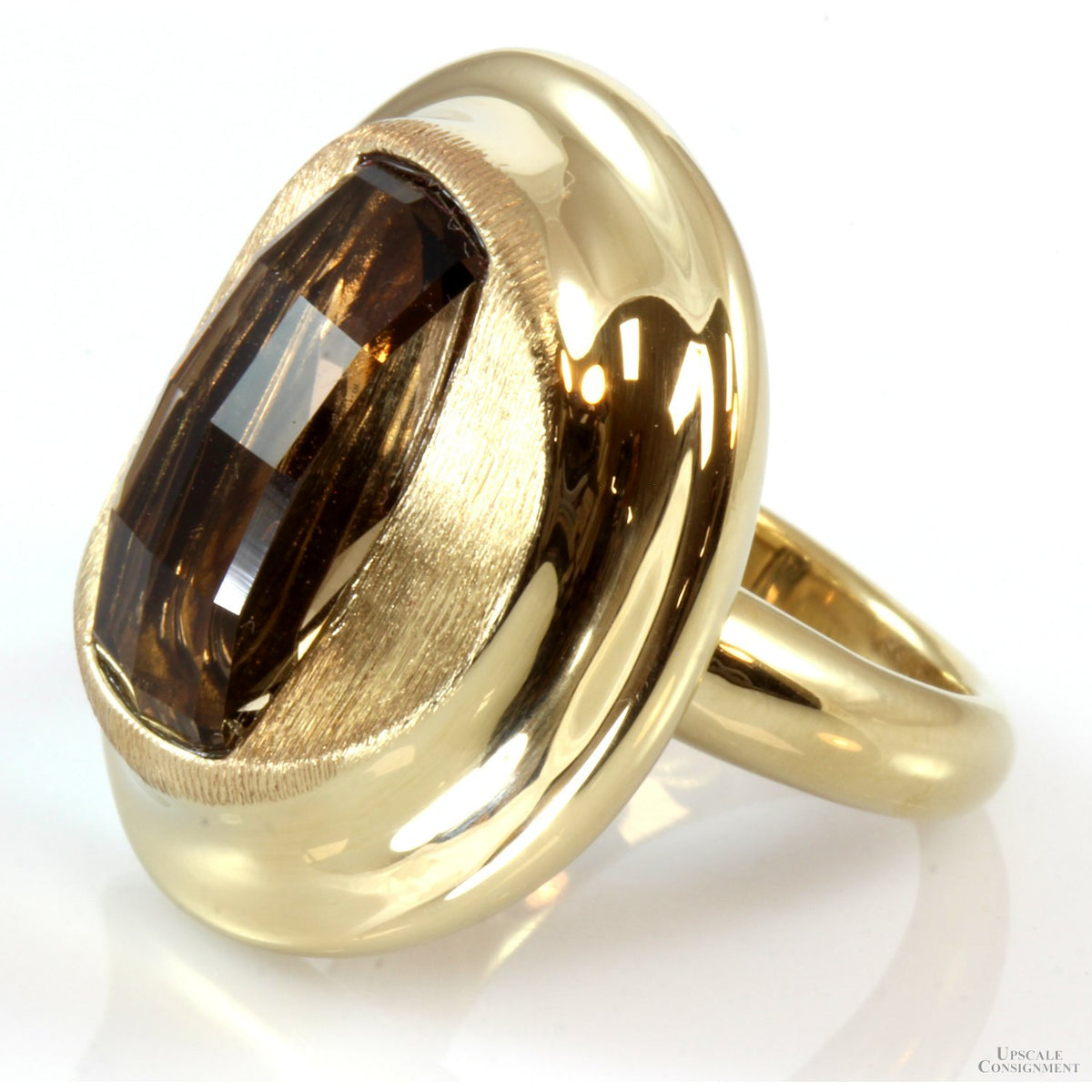 4.5ct Fancy Cut Smoky Quartz Gemstone 14K Gold Ring