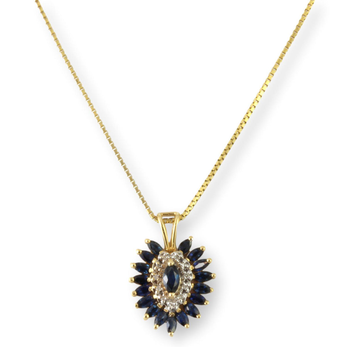 1.84ctw Sapphire .05ctw Diamond 14K Gold Pendant Necklace
