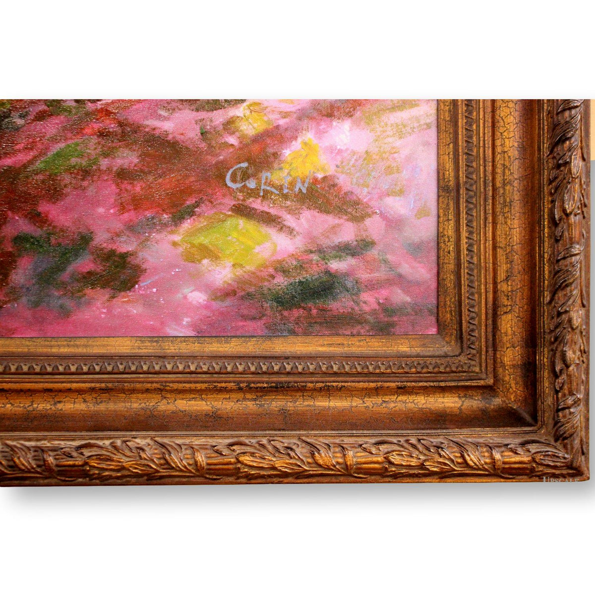 85'' x 58'' Framed Oil on Canvas "Autumn Bridge"