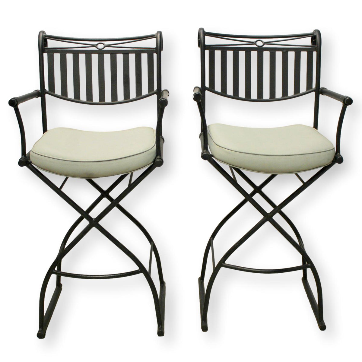 Pair of Wrought Iron Bar Stools – Upscale Consignment