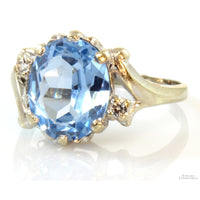 10K Gold Lab-Created Blue Spinel & Colorless Topaz Ring