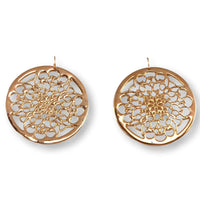 14K Rose Gold Electroformed over Resin Medallion Earrings