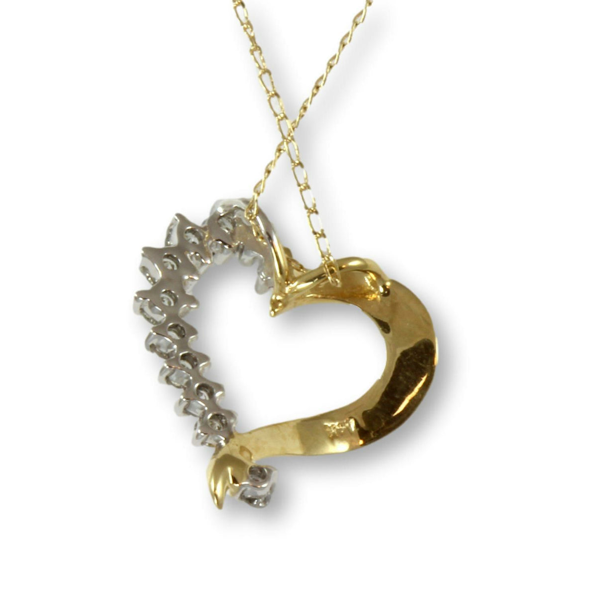 .34ctw Diamond 14K Gold Oopen Heart Slide Pendant & 20" Chain