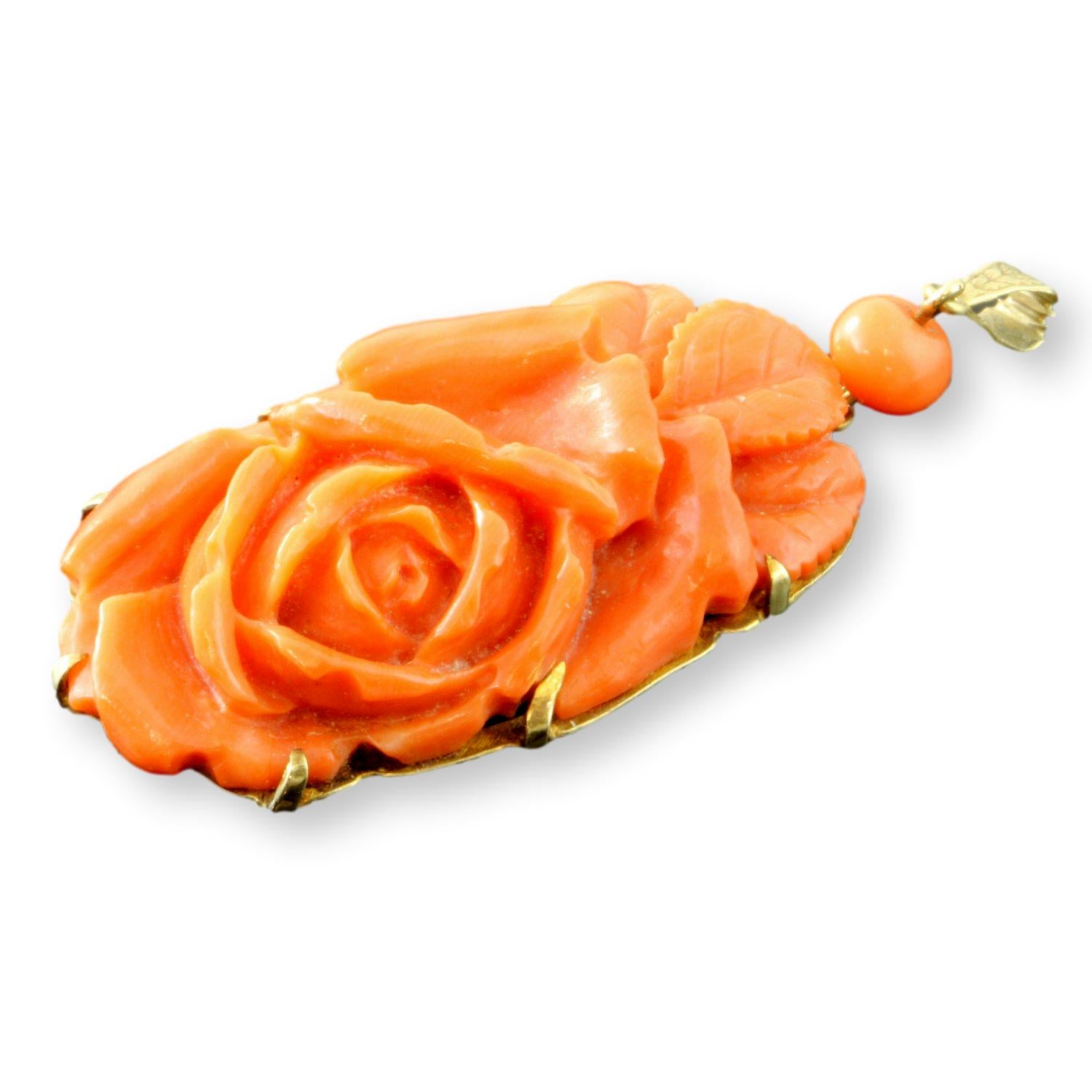 Carved coral rose jewelry outlet