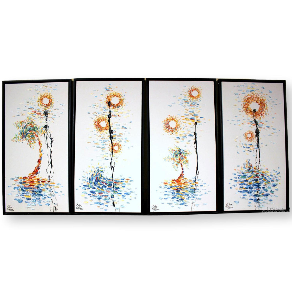 Koby Feldmos Set of 4 Colorful Abstract Oil Paintings