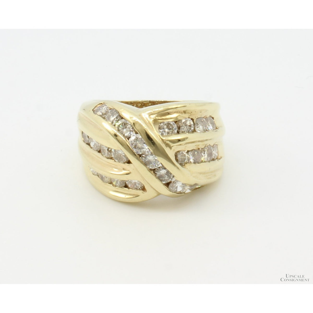 14K Yellow Gold 2.01ctw Diamond Crossover Ring